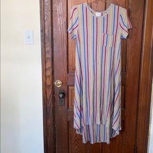 Lula Roe XS Primary Colored Pinstriped Maxi